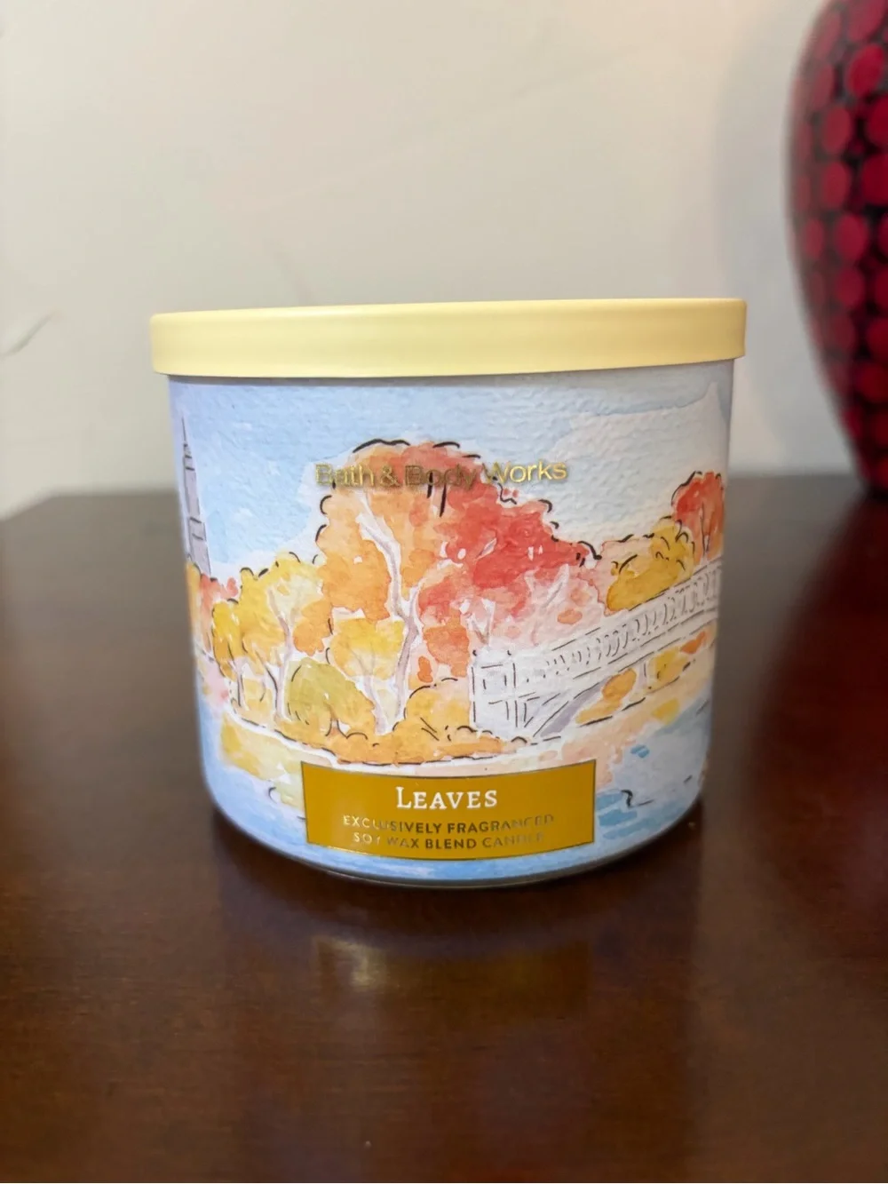 Bath & Body Works Leaves Scented 3 Wick Candle and Foaming Hand Soap Set